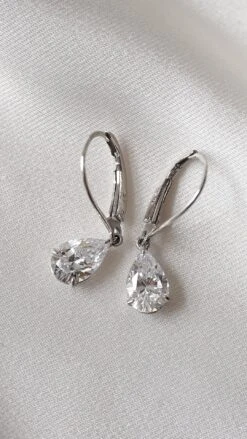 Blythe Pear Drop Earrings 9K White Gold -Lustre Jewelry Shop Blythe Pear Drop Earrings 9K White Gold OID8S