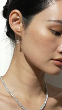 Blythe Pear Drop Earrings 9K White Gold -Lustre Jewelry Shop Blythe Pear Drop Euroback Earrings 8448HSHS