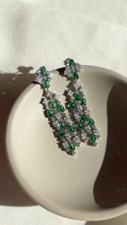 Brady Emerald Earrings White Gold Plated