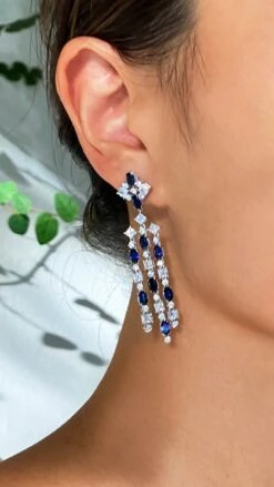 Brady Sapphire Earrings White Gold Plated -Lustre Jewelry Shop BradyDrops SA