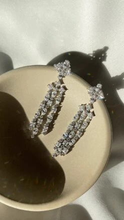 Brady Earrings White Gold Plated -Lustre Jewelry Shop BradyEarrings White Still 1