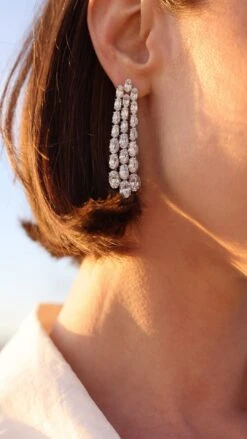 Brielle Oval Chandelier Earrings White Gold Plated -Lustre Jewelry Shop Brielle Oval Chandelier Earrings 9484984