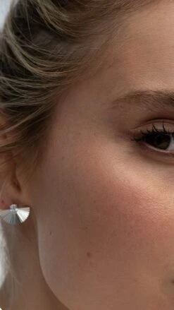 Celene Fan Studs White Gold Plated -Lustre Jewelry Shop CELENE 8E7S