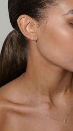 Celia Huggie Earring 9K White Gold -Lustre Jewelry Shop CELIA 99SSS