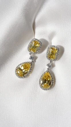 Custel Canary Drops White Gold Plated -Lustre Jewelry Shop CUSTEL CANARY DROPS WHITE GOLD PLATED 0909OI