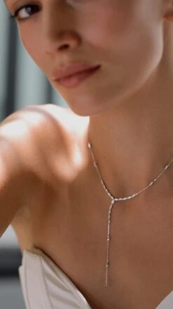 Calluna Necklace White Gold Plated -Lustre Jewelry Shop Calluna Necklace White Gold Plated 98IJU