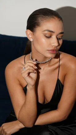 Camden Heart Line Necklace White Gold Plated -Lustre Jewelry Shop Camden Heart Line Necklace 89dss