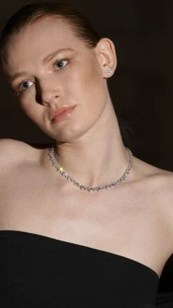 Camden Heart Line Necklace White Gold Plated -Lustre Jewelry Shop Camden Heart Line Necklace 90ds