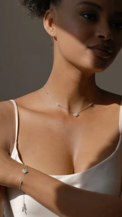 Camelia Bracelet White Gold Plated -Lustre Jewelry Shop Camelia Bracelet NECKLACE White Gold Plated 00SS