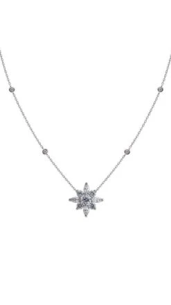 Camelia Necklace White Gold Plated -Lustre Jewelry Shop Camelia Necklace Silver 8D98DS