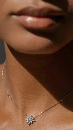 Camelia Necklace White Gold Plated -Lustre Jewelry Shop Camelia Necklace White Gold Plated 887S7