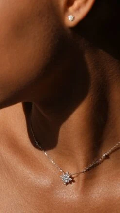 Camelia Necklace White Gold Plated -Lustre Jewelry Shop Camelia Necklace White Gold Plated I99S