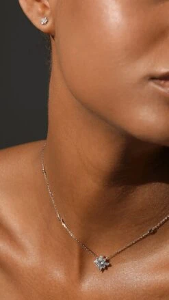 Camelia Necklace White Gold Plated -Lustre Jewelry Shop Camelia Necklace White Gold Plated KKDI88S