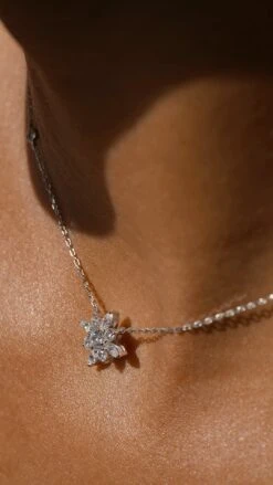 Camelia Necklace White Gold Plated -Lustre Jewelry Shop Camelia Necklace White Gold Plated OO99D