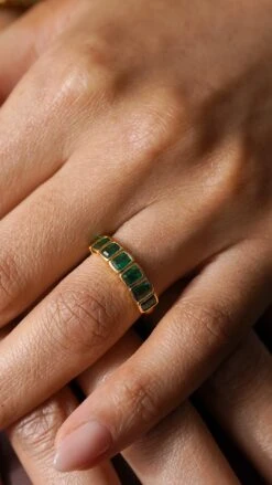 Cassidy Ring Emerald 18K Gold Vermeil -Lustre Jewelry Shop Cassidy Ring Emerald 18K Gold Vermeil IDOOD