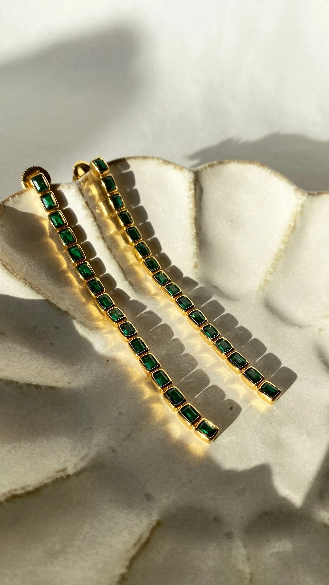 Cassidy Earrings Emerald 18K Gold Vermeil 4 Cassidy Earrings Emerald 18K Gold Vermeil - Image 2
