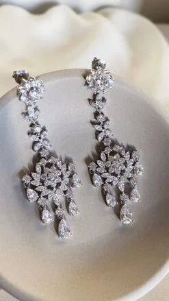 Catalina Chandelier Earrings White Gold Plated -Lustre Jewelry Shop CatalinaEarrings Still