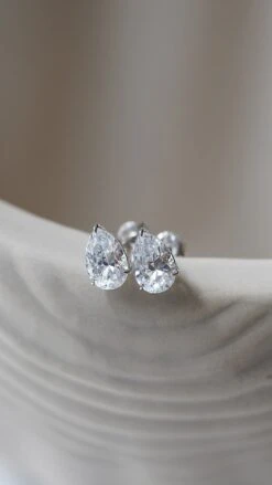 Cecile Pear Studs 9K White Gold 20 Cecile Pear Studs 9K White Gold -Lustre Jewelry Shop Cecile Pear Studs 9K White Gold 98IU