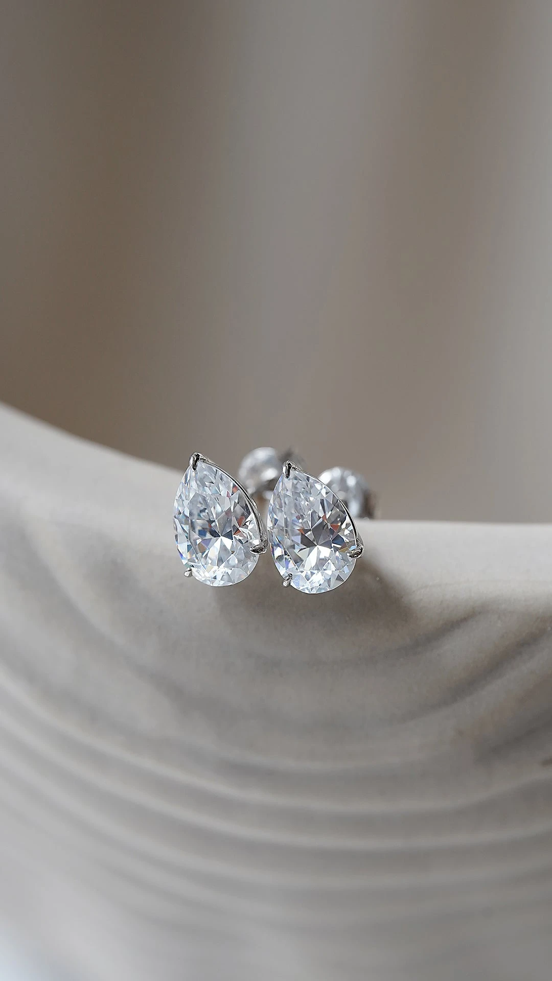 Cecile Pear Studs 9K White Gold 11 Cecile Pear Studs 9K White Gold - Image 9