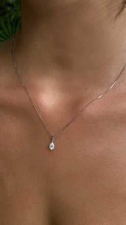 Cecile Pear Pendant 9K White Gold