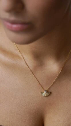 Celene Fan Necklace 18K Gold Vermeil 24 Celene Fan Necklace 18K Gold Vermeil -Lustre Jewelry Shop Celene Fan Necklace 18K Gold Vermeil HDU6D