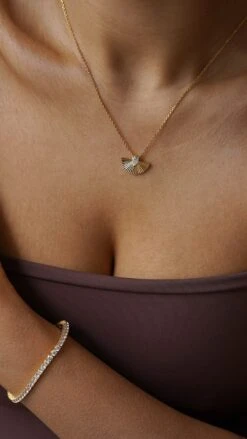 Celene Fan Necklace 18K Gold Vermeil 40 Celene Fan Necklace 18K Gold Vermeil -Lustre Jewelry Shop Celene Fan Necklace 18K Gold Vermeil JJYDS