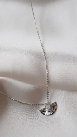 Celene Fan Necklace White Gold Plated -Lustre Jewelry Shop Celene Fan Necklace White Gold Plated 89KJUD
