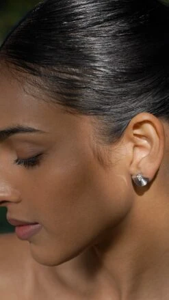 Celene Fan Studs White Gold Plated -Lustre Jewelry Shop Celene Fan Studs White Gold Finish 89dd9jks