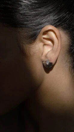 Celene Fan Studs White Gold Plated -Lustre Jewelry Shop Celene Fan Studs White Gold Finish 9DDJKSK