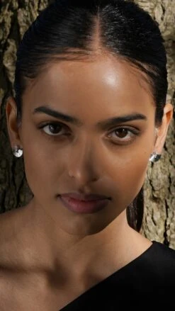 Celene Fan Studs White Gold Plated -Lustre Jewelry Shop Celene Fan Studs White Gold Finish D98SJK33