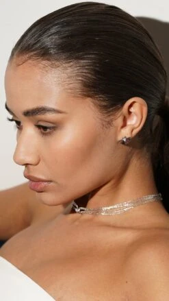 Celene Fan Studs White Gold Plated -Lustre Jewelry Shop Celene Fan Studs White Gold Finish CYNDI 89D98S