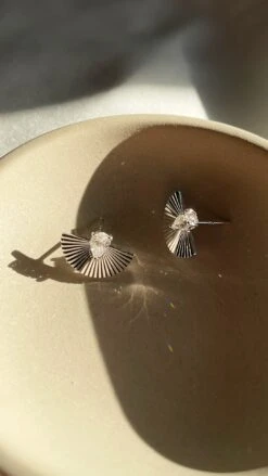 Celene Fan Studs White Gold Plated -Lustre Jewelry Shop CeleneFan Silver 2