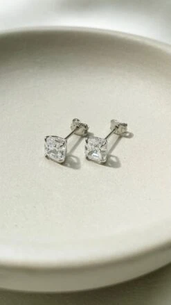 Charlie Asscher Studs 9K White Gold -Lustre Jewelry Shop CharlieAsscherStuds3