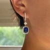 Claudia Cushion Sapphire Drops White Gold Plated -Lustre Jewelry Shop ClaudiaEarrings 1