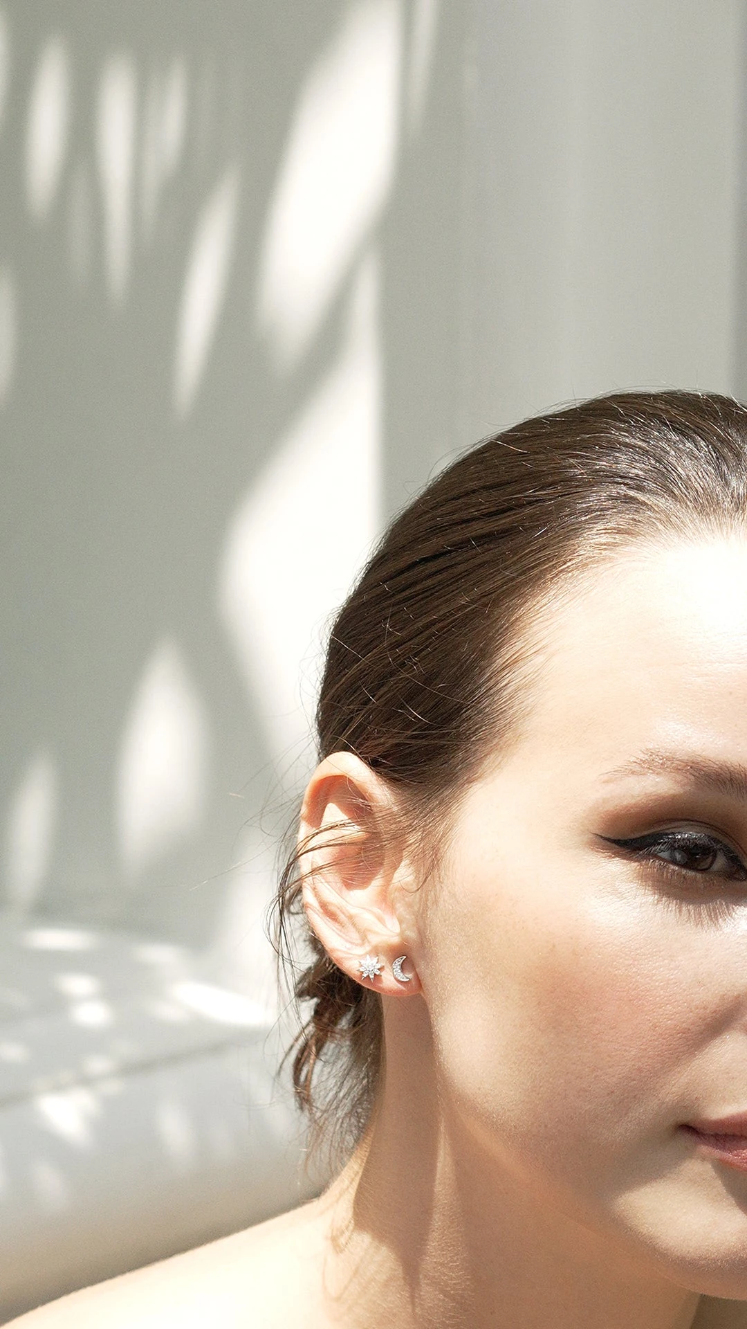 Moon Stud White Gold Plated 8 Moon Stud White Gold Plated - Image 6