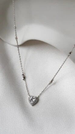 Cora Necklace White Gold Plated -Lustre Jewelry Shop Cora Necklace White Gold Plated 98DS