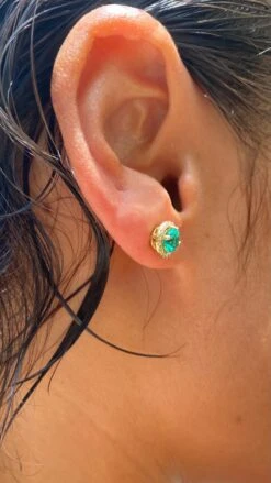 Cory Studs 18K Yellow Gold Emerald -Lustre Jewelry Shop CoryStuds EM YG LS2