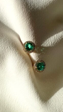 Cory Studs 18K Yellow Gold Emerald -Lustre Jewelry Shop CoryStuds EM YG Still1