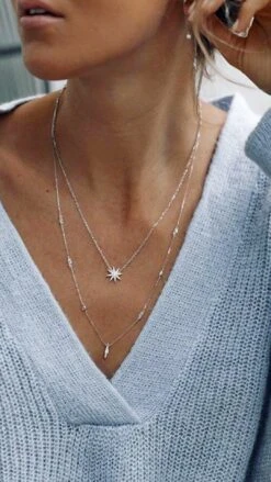 Cosmo Necklace White Gold Plated -Lustre Jewelry Shop Cosmo Necklace White Gold Plated 90ss