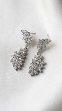 Cross Vine Drops White Gold Plated -Lustre Jewelry Shop Cross Vine Drops White Gold Plated 89KS