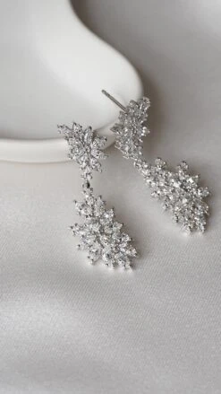 Cross Vine Drops White Gold Plated -Lustre Jewelry Shop Cross Vine Drops White Gold Plated UISS