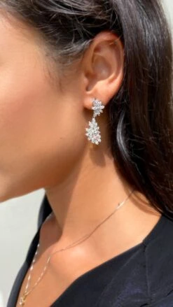 Cross Vine Drops White Gold Plated -Lustre Jewelry Shop CrossvineDropEarrings LS2blur