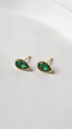 Danu Studs Emerald 18K Gold Vermeil -Lustre Jewelry Shop DANU STUDS EMERALD 18K GOLD VERMEIL 90OIDS