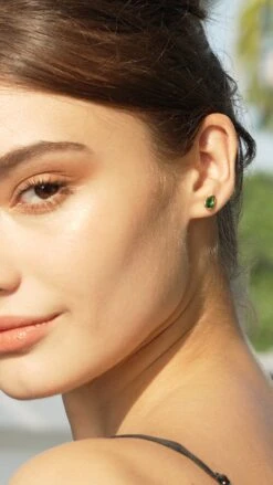 Danu Studs Emerald 18K Gold Vermeil -Lustre Jewelry Shop DANU STUDS EMERALD GOLD VERMEIL 303SS