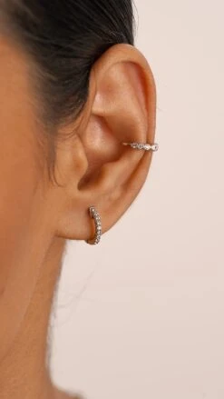 Deniz Cuff White Gold Plated -Lustre Jewelry Shop Deniz Cuff White Gold Plated BABY HOOPS KJS