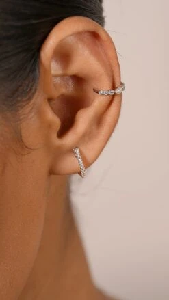 Deniz Cuff White Gold Plated -Lustre Jewelry Shop Deniz Cuff White Gold Plated BABY HOOPS LKS