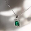 Eton Green Borderset Necklace White Gold Plated 2 Eton Green Borderset Necklace White Gold Plated -Lustre Jewelry Shop ETON GREEN BORDERSET NECKLACE WHITE GOLD PLATED IDS