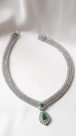 Evergreen Grand Necklace White Gold Plated -Lustre Jewelry Shop EVERGREEN GRAND NECKLACE WHITE GOLD PLATED 789IUS