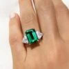 Erica Emerald Green Trilogy Ring White Gold Plated -Lustre Jewelry Shop EmeraldTrilogyRing LS2