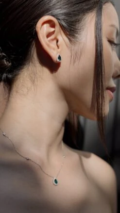 Emile Emerald Green Necklace White Gold Plated -Lustre Jewelry Shop Emile Emerald Green Necklace Silver 875SS